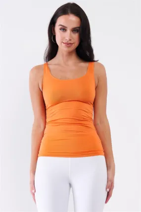 Orange Basic Sleeveless Round Neck Fitted Sports Cami Top /3-3