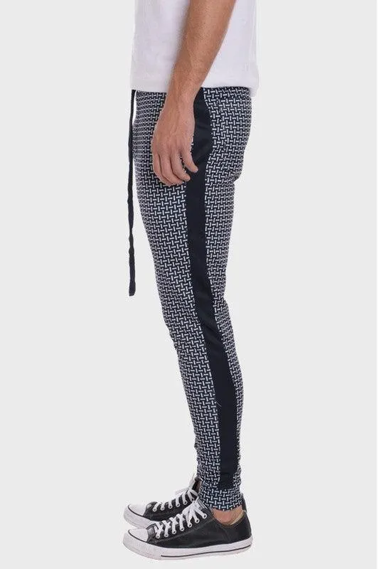 Patterned Sweatpants with Side Stripe