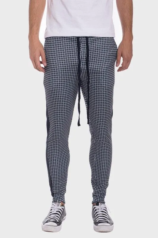 Patterned Sweatpants with Side Stripe