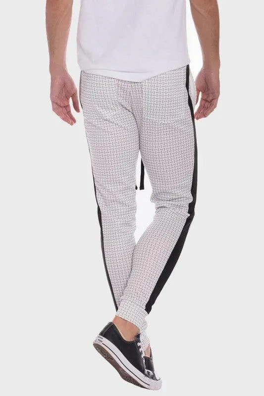 Patterned Sweatpants with Side Stripe