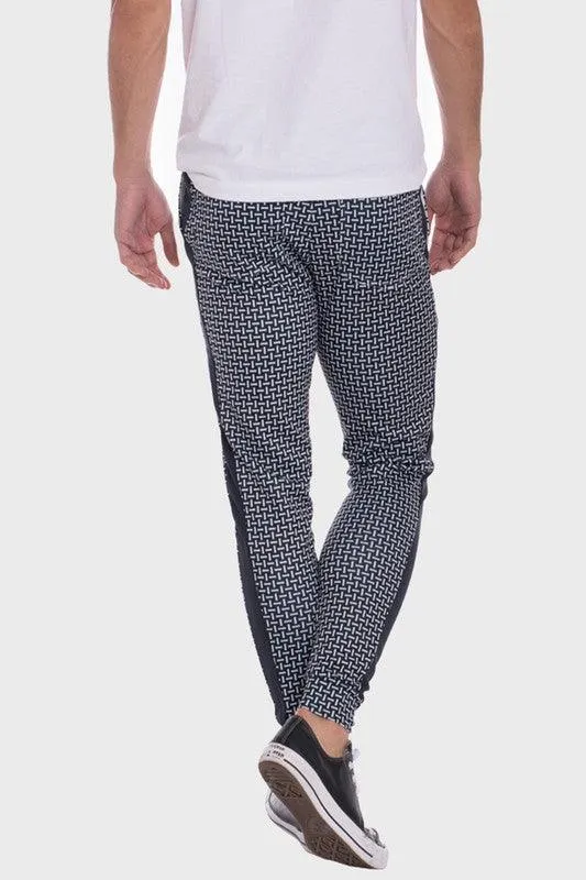 Patterned Sweatpants with Side Stripe