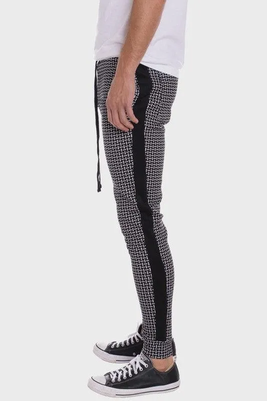 Patterned Sweatpants with Side Stripe