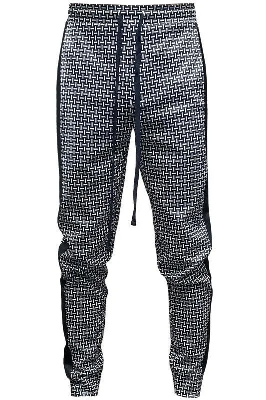 Patterned Sweatpants with Side Stripe