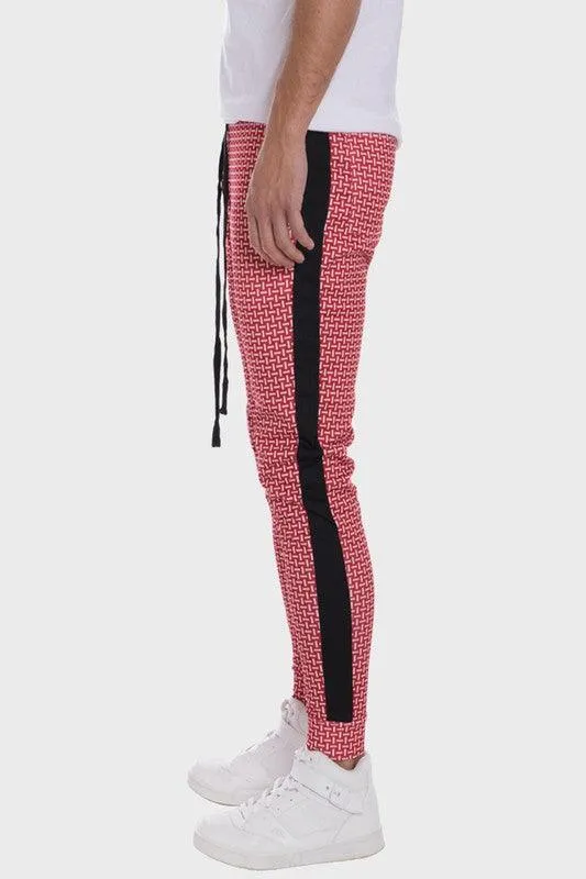 Patterned Sweatpants with Side Stripe