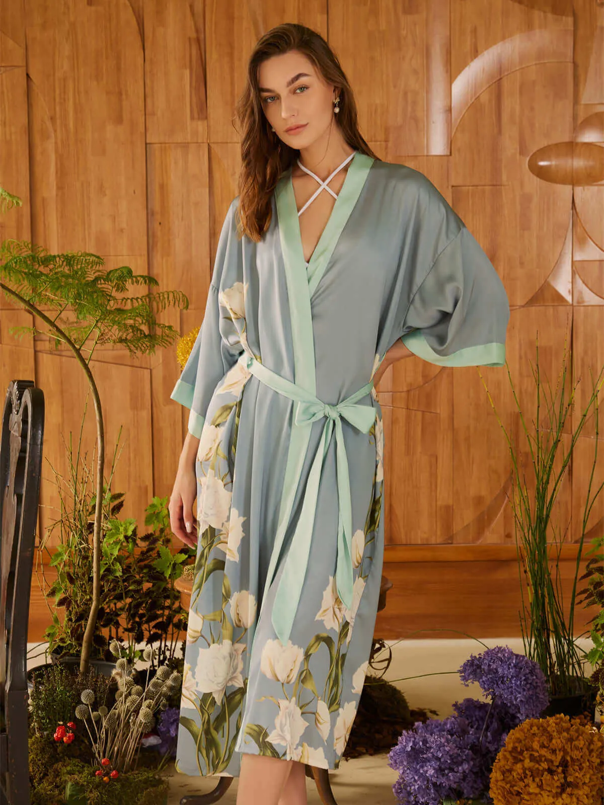 Peony Floral Kimono Robe