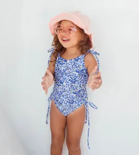 Recycled Polyester Reversible One Piece - Blue Floral