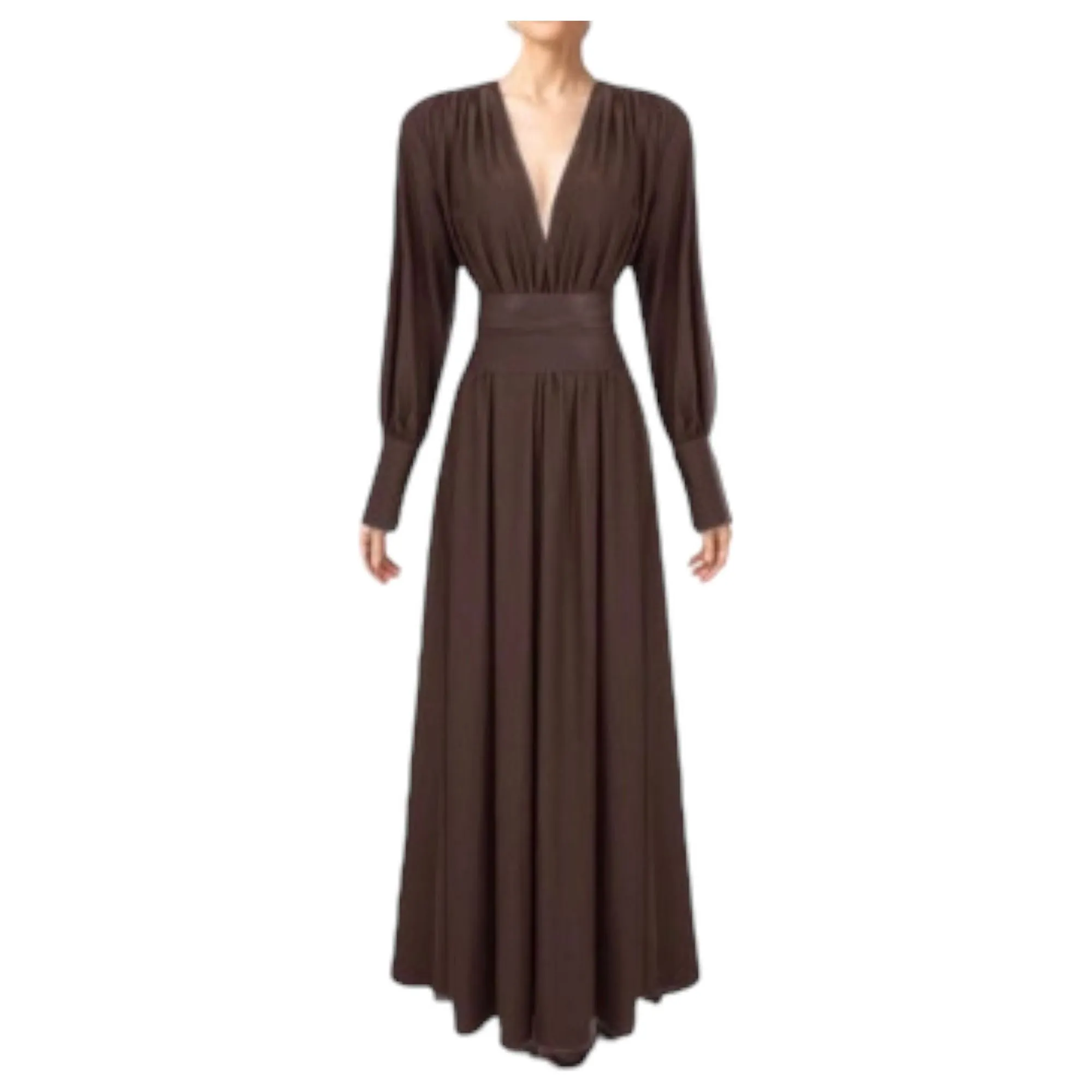 ROSEY Tan Maxi Dress With Waist Belt