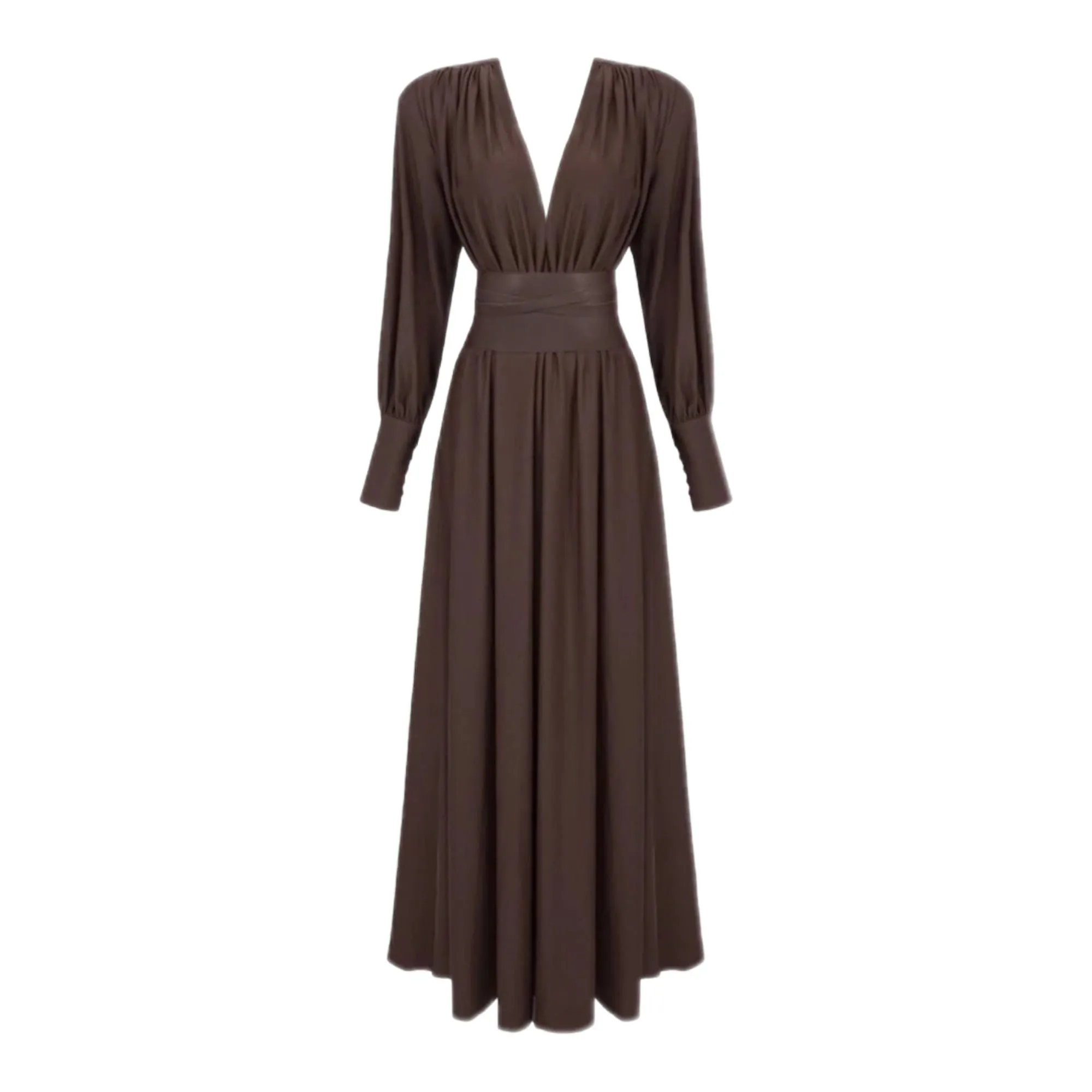 ROSEY Tan Maxi Dress With Waist Belt