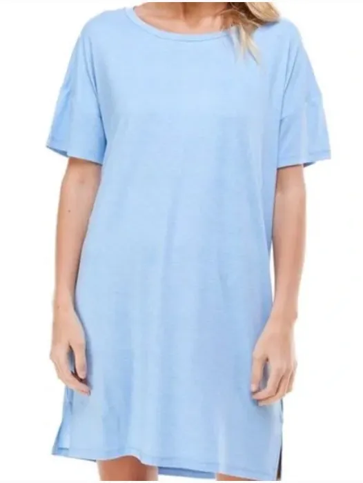 Roudelain Short Sleeve Sleep Shirt Nightgown, Size Large