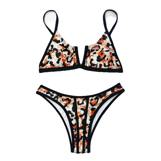 Sexy Ladies' V-neck Push Up Brazilian Bikini Set