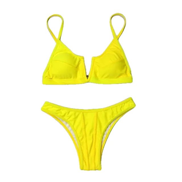 Sexy Ladies' V-neck Push Up Brazilian Bikini Set