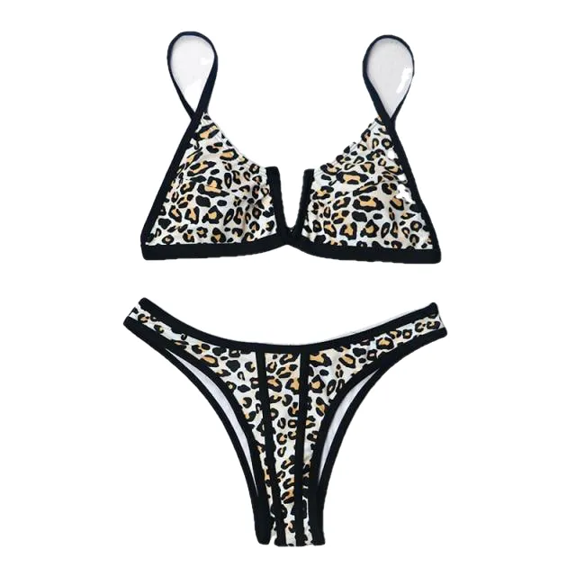 Sexy Ladies' V-neck Push Up Brazilian Bikini Set