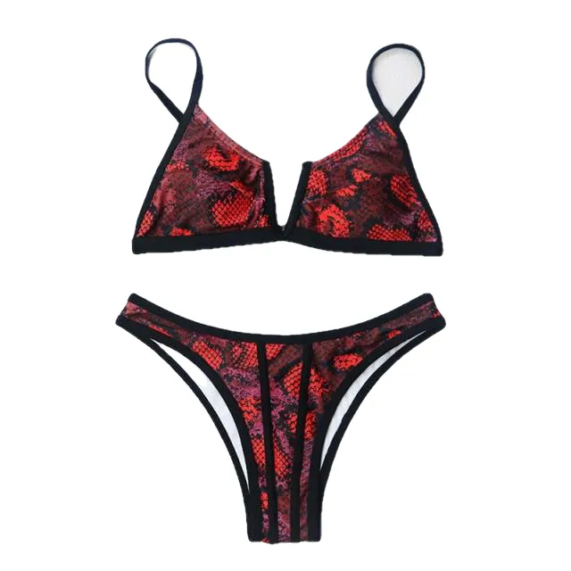 Sexy Ladies' V-neck Push Up Brazilian Bikini Set