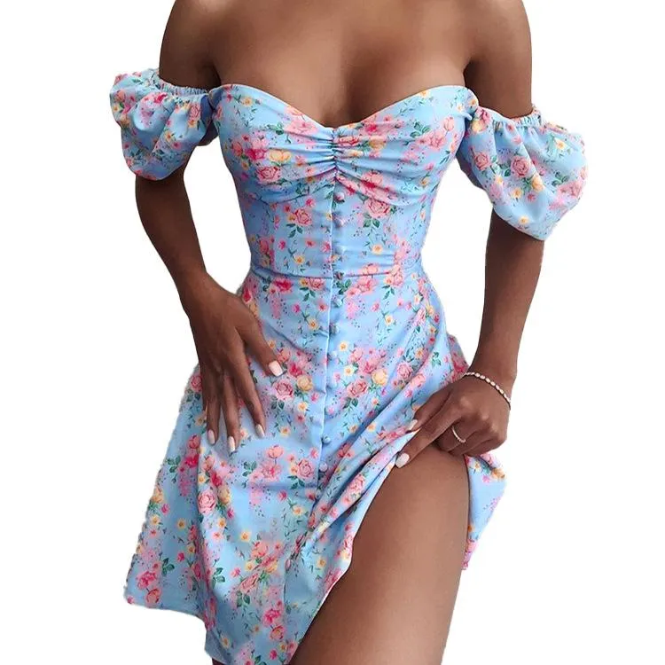 Sexy Puff Sleeves High Waist Bodycon Mini Dresses