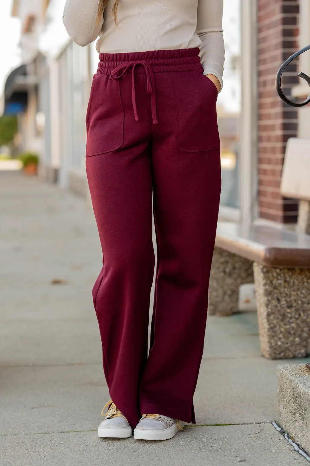 Side Slit Drawstring Sweatpants