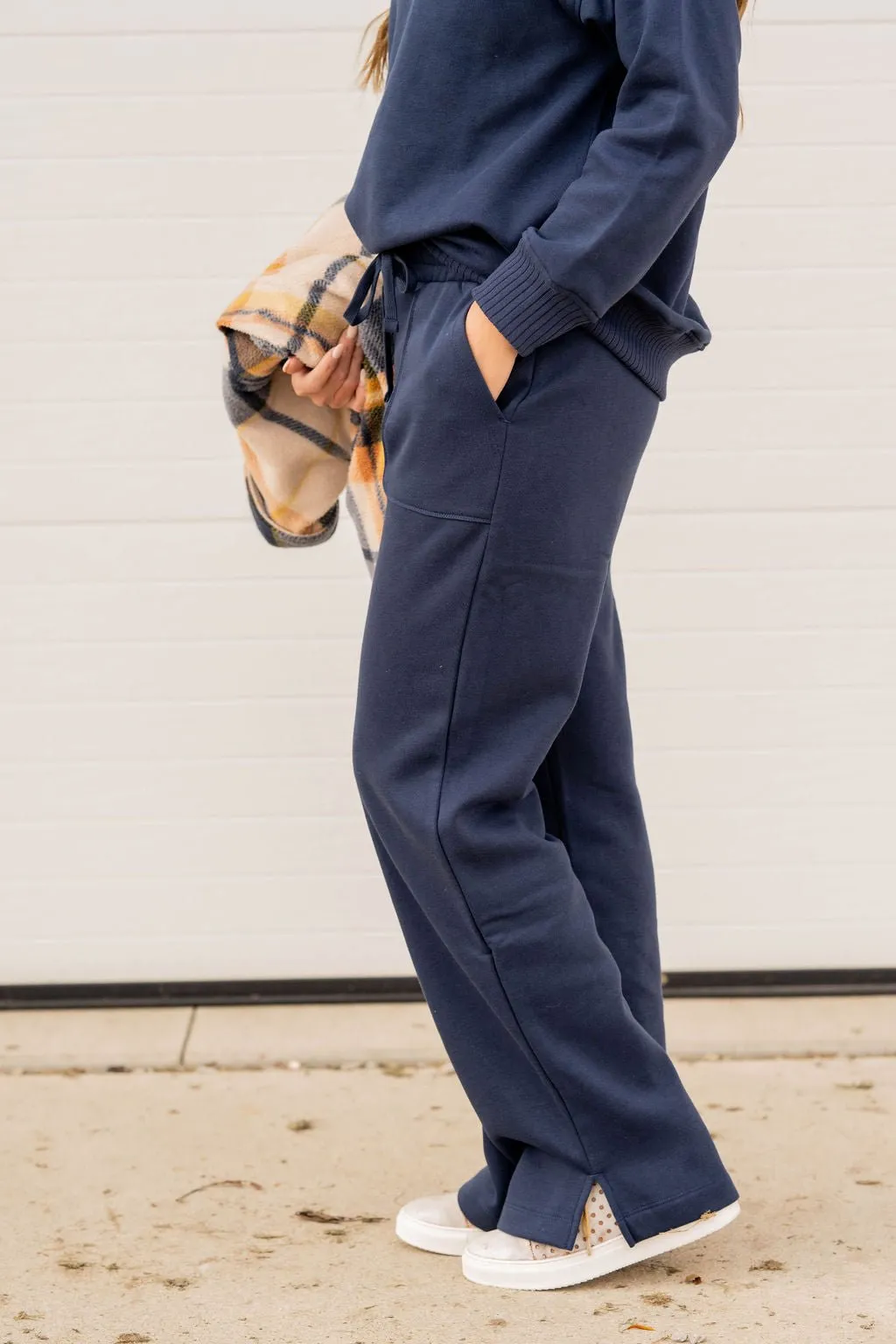 Side Slit Drawstring Sweatpants