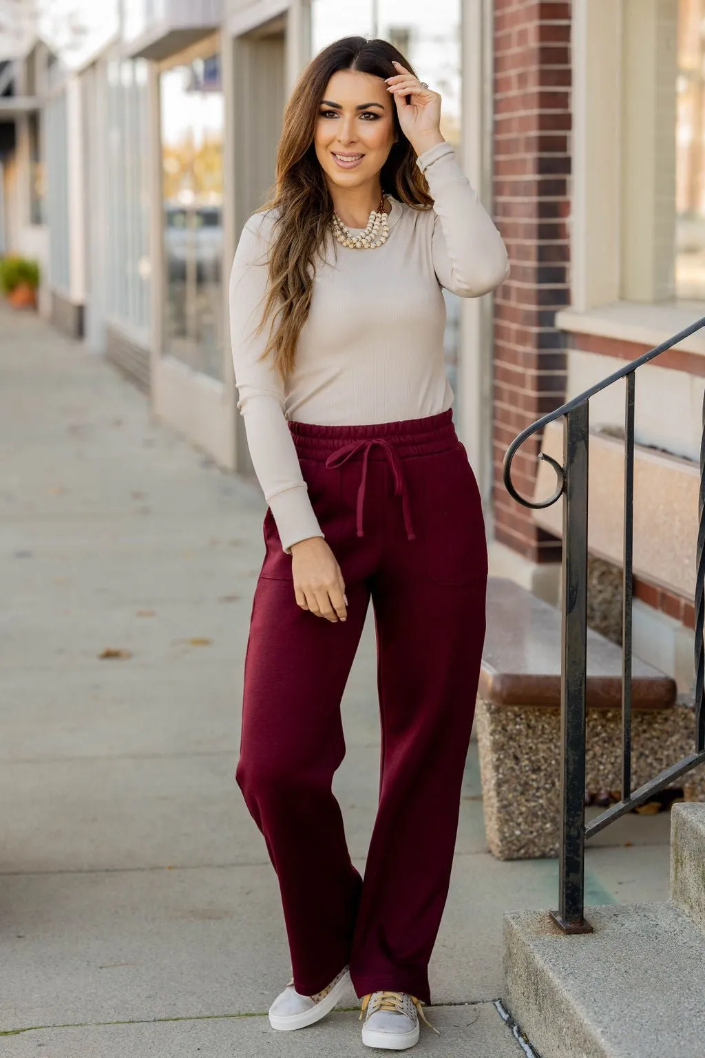 Side Slit Drawstring Sweatpants