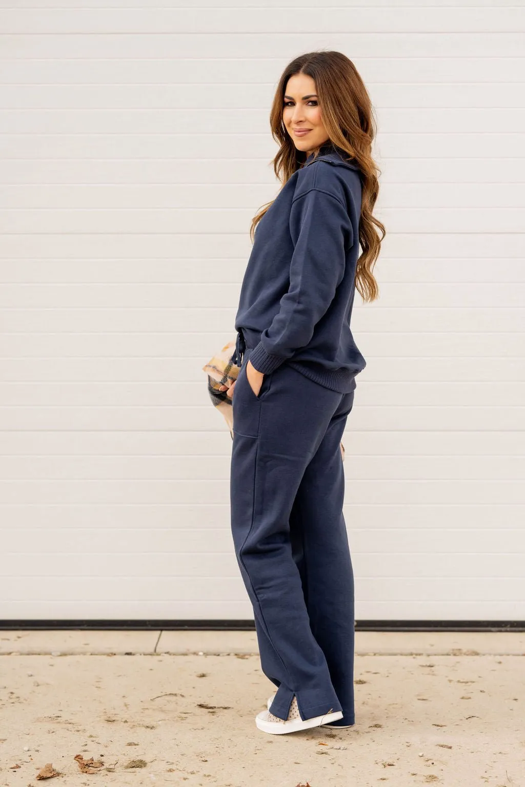 Side Slit Drawstring Sweatpants