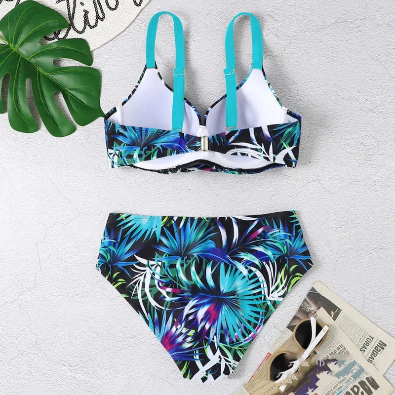 Summer Bikinis Women High Waisted Swimwear With Push Up Female Swimsuit 2024 Swimming Bathing Suit Bikini Set Beach Wear Bather