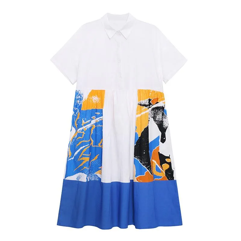 Summer Casual Loose A Line Short Shirts Dresses