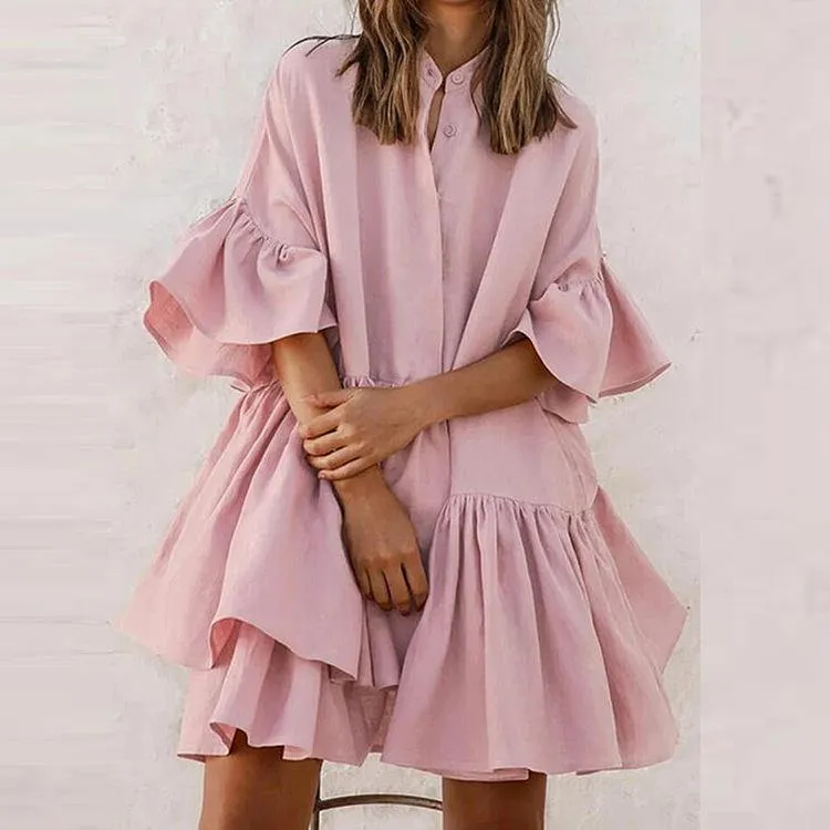 Sweet White and Pink Shirt Dresses