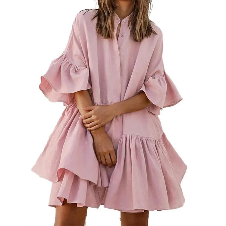 Sweet White and Pink Shirt Dresses