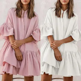 Sweet White and Pink Shirt Dresses