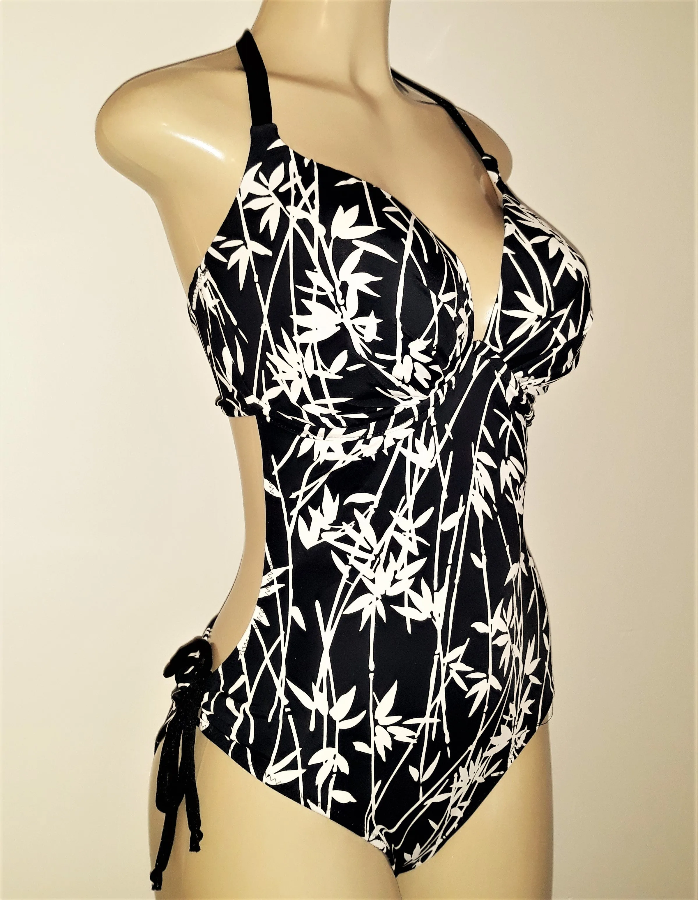 Tie Halter Push Up One Piece Swimsuit