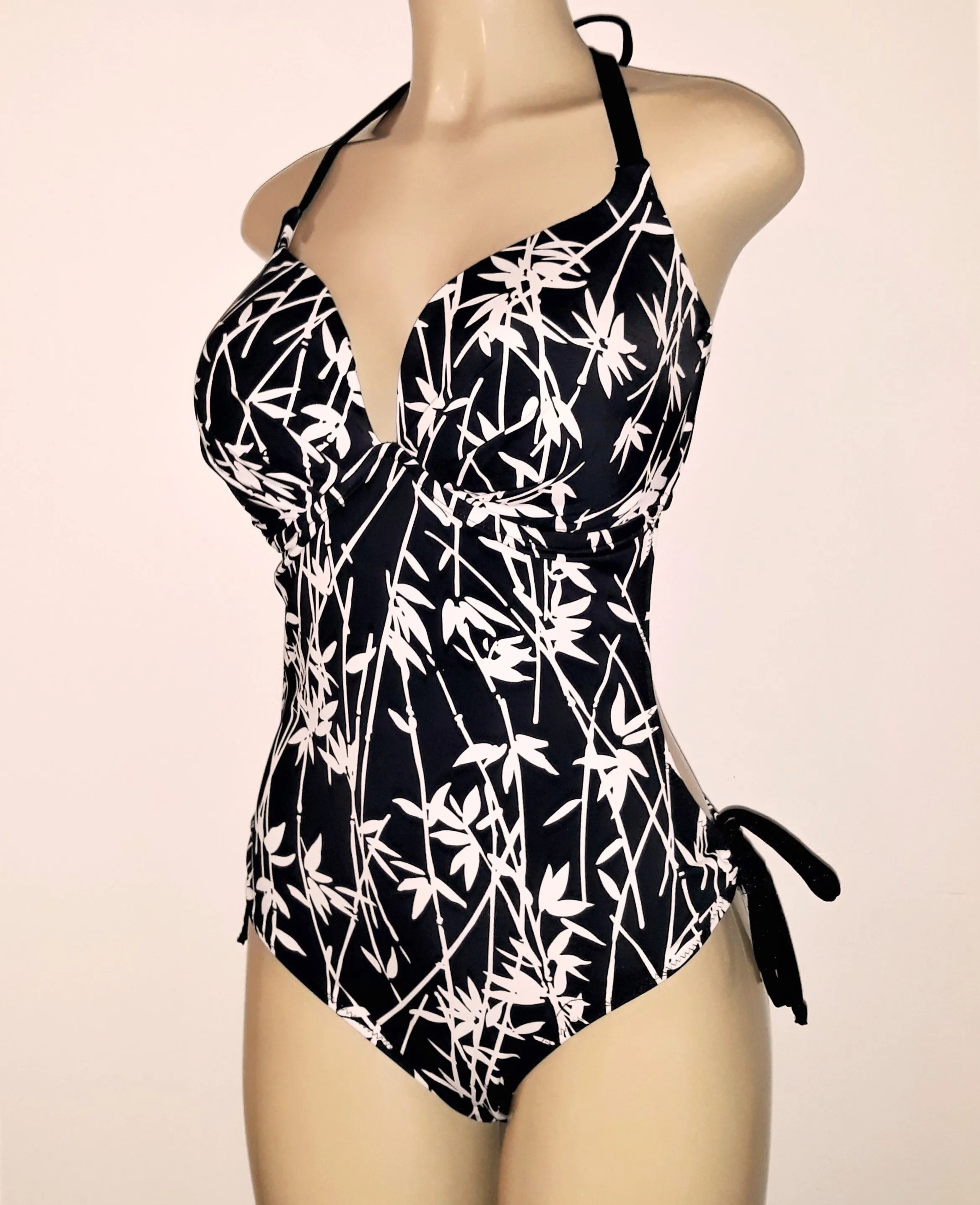 Tie Halter Push Up One Piece Swimsuit