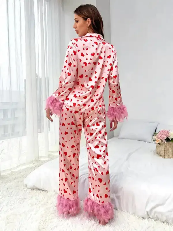 Valentine’s Day Sweet Love Print Casual Suit Pajamas