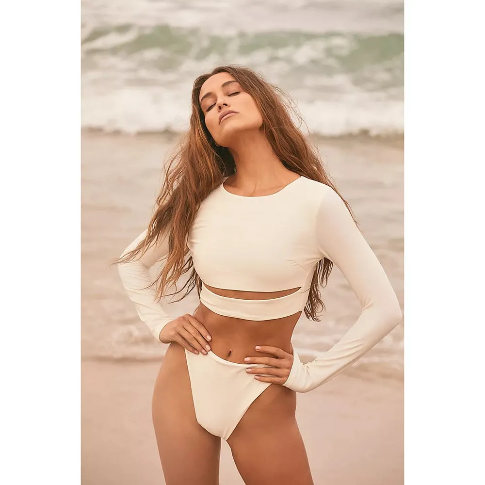 VenusFox Surfing Swimsuit for Women Long Sleeve One Piece Bodysuit Leaves Print Sexy Bikini Brasileño Summer Push Up Swimwear