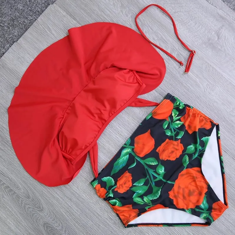 VenusFox Vintage High Waist Push Up Bikini Set