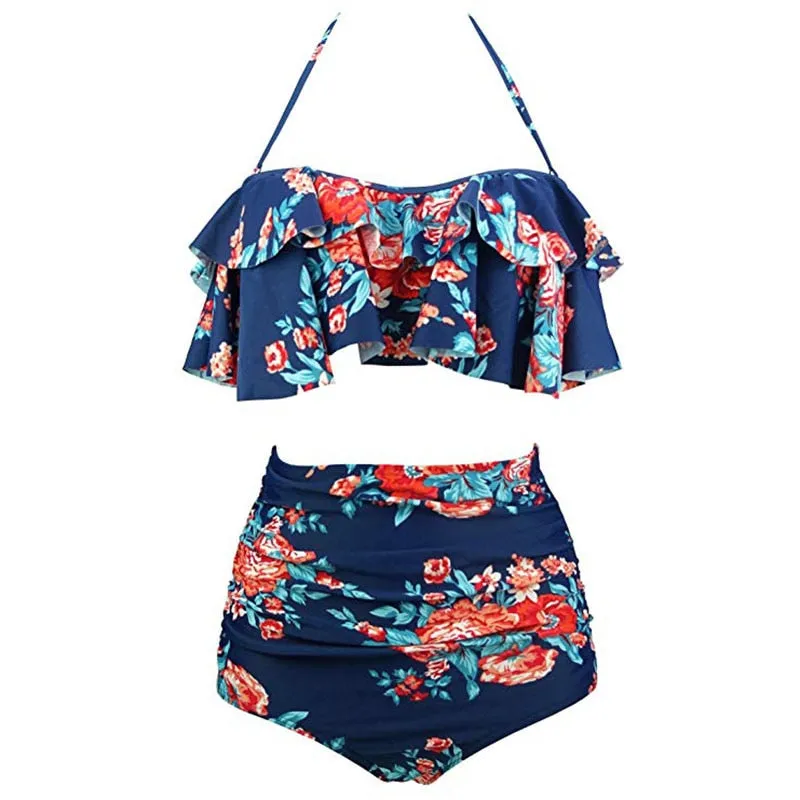 VenusFox Vintage High Waist Push Up Bikini Set