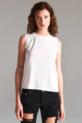 White Solid Sleeveless Round Neck Basic Tank Top /1-2-2-1