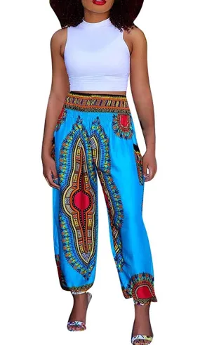 Women's Afrikan Dashiki Floral Casual Loose Baggy Pants