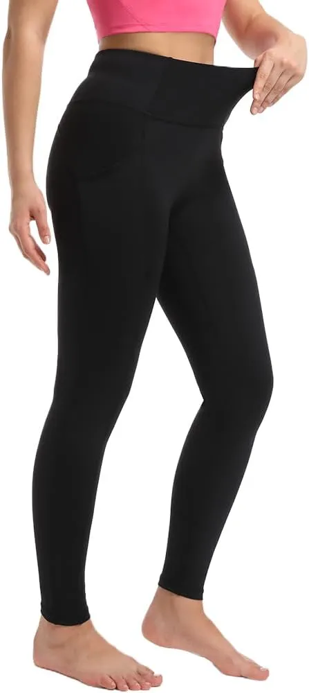 Women's Leggings with Pockets High Waist Tummy Control Yoga Pants - Black